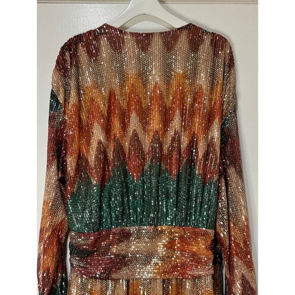 Ramy Brook Michaela Sequin Chevron Wrap Minidress Multicolor Plus Size 3 XL NWT - Picture 13 of 16